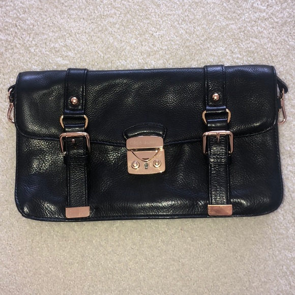 Cynthia Rowely Black Leather Clutch - Picture 1 of 8